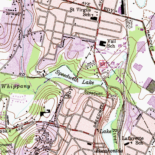 Topographic Map of Speedwell Lake, NJ