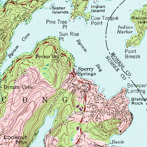 Topographic Map of Sperry Springs, NJ