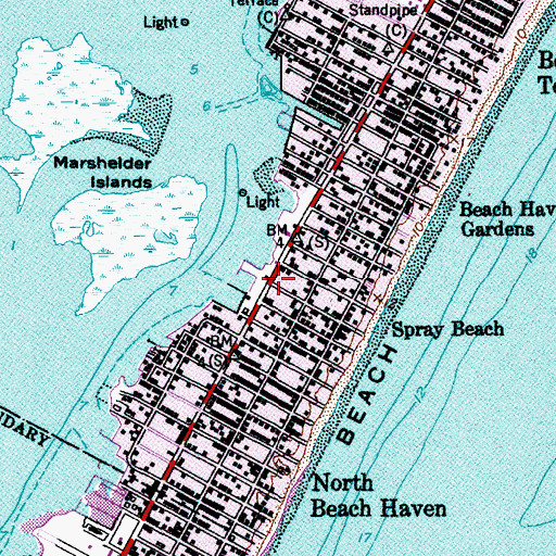 Topographic Map of Spray Beach, NJ