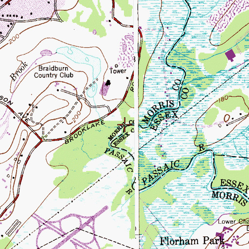 Topographic Map of Spring Garden Brook, NJ