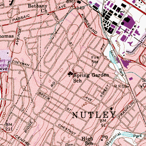 Topographic Map of Spring Garden Elementary School, NJ