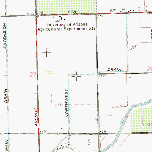 Topographic Map of Northwest Drain, AZ