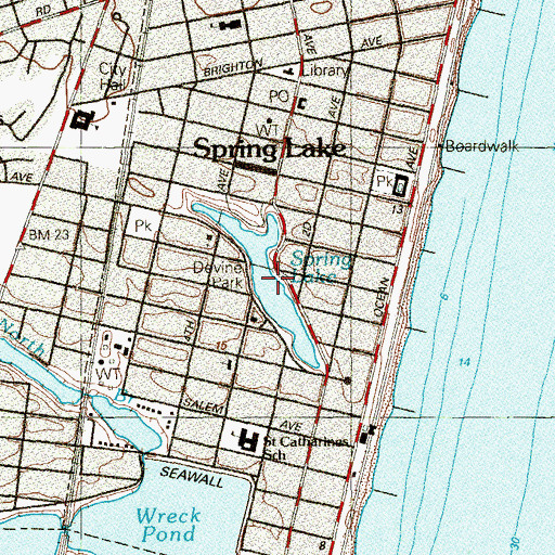 Topographic Map of Spring Lake, NJ