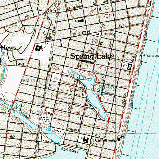 Topographic Map of Spring Lake Heights, NJ