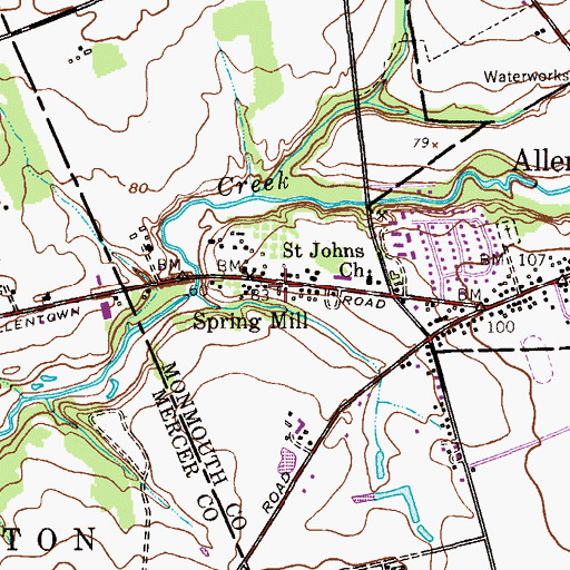 Topographic Map of Spring Mill, NJ