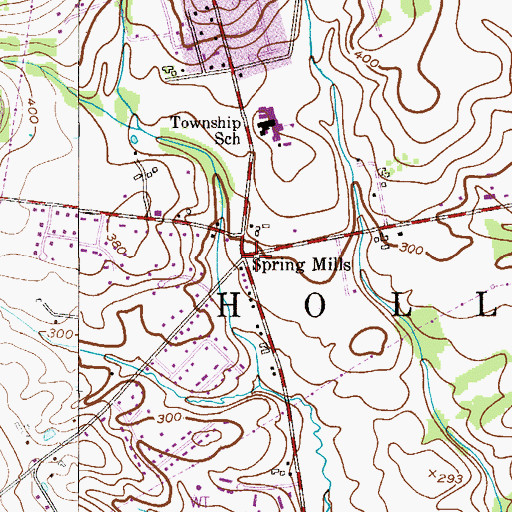 Topographic Map of Spring Mills, NJ