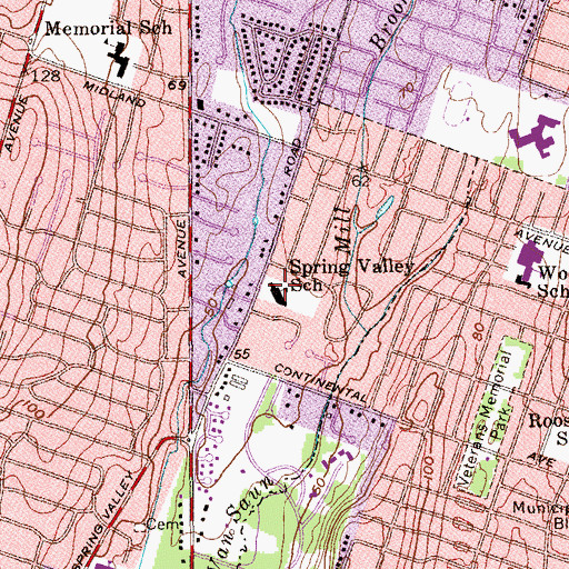Topographic Map of Spring Valley School, NJ