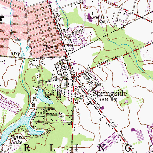Topographic Map of Springside, NJ