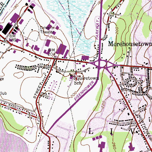 Topographic Map of Squiretown School, NJ