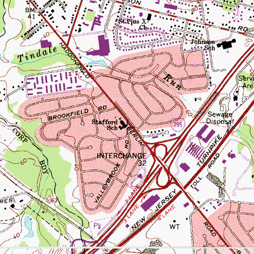 Topographic Map of Stafford School, NJ