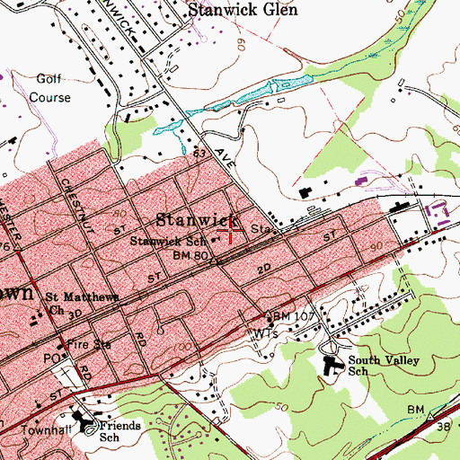 Topographic Map of Stanwick School, NJ