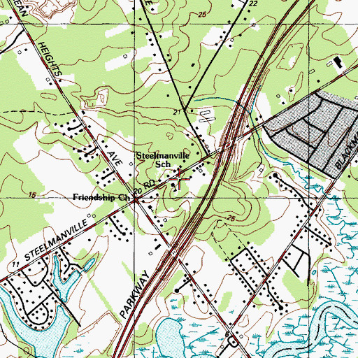 Topographic Map of Steelmanville School, NJ