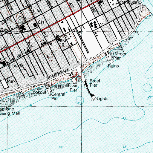 Topographic Map of Steeplechase Pier, NJ