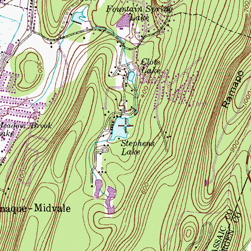 Topographic Map of Stephens Lake, NJ