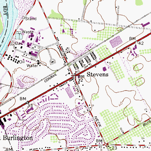 Topographic Map of Stevens, NJ