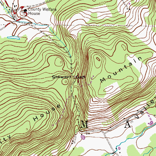 Topographic Map of Stewart Gap, NJ