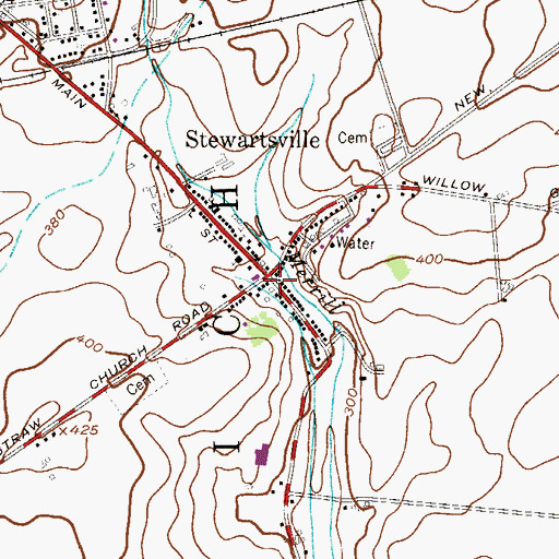 Topographic Map of Stewartsville, NJ
