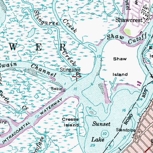 Topographic Map of Stingaree Point, NJ