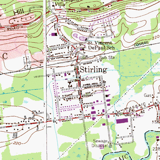 Topographic Map of Stirling, NJ