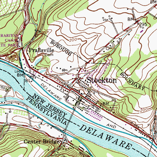 Topographic Map of Stockton, NJ