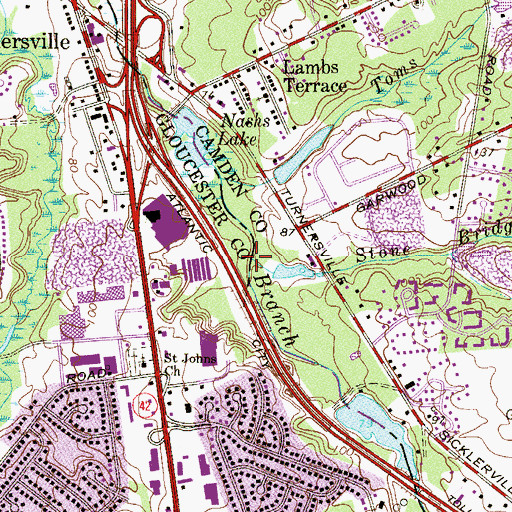 Topographic Map of Stone Bridge Branch, NJ