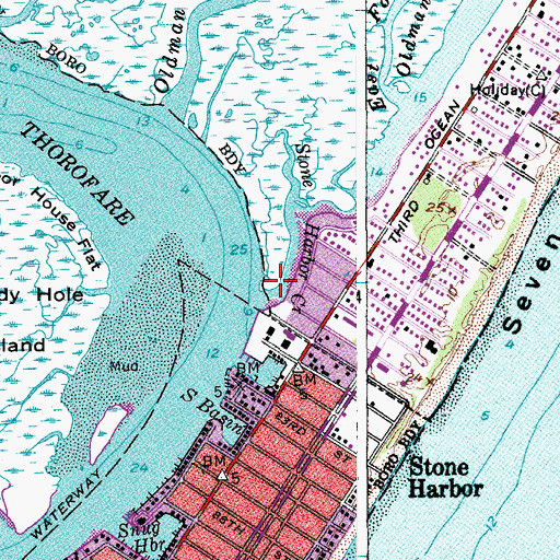 Topographic Map of Stone Harbor Creek, NJ