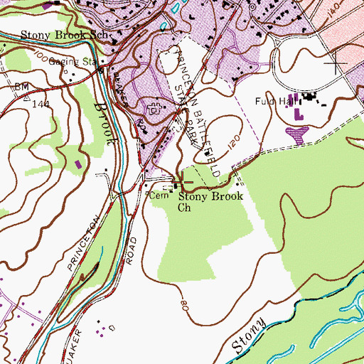 Topographic Map of Stony Brook Church, NJ