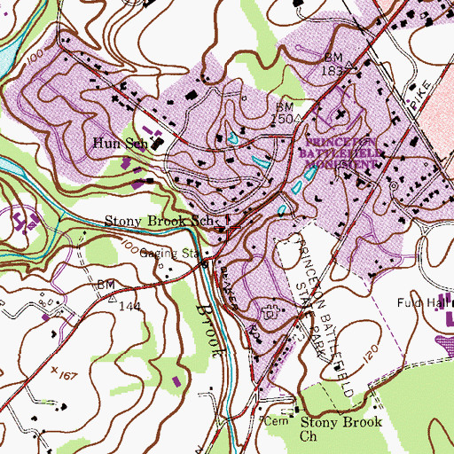 Topographic Map of Stony Brook School, NJ
