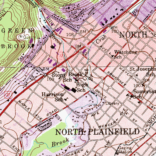 Topographic Map of Stony Brook Elementary School, NJ