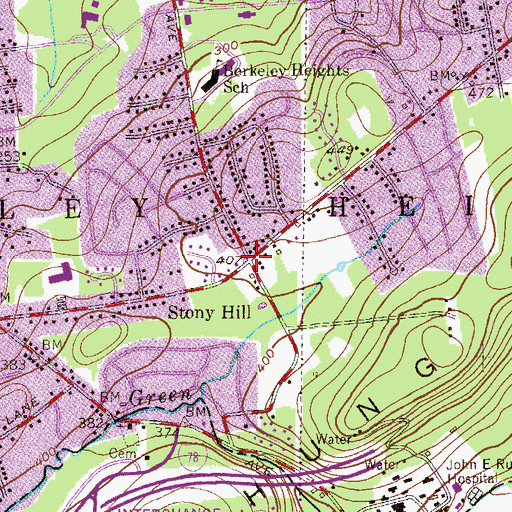 Topographic Map of Stony Hill, NJ