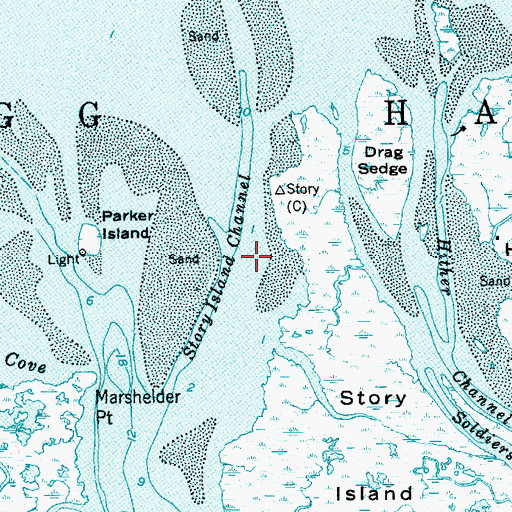 Topographic Map of Story Island Channel, NJ