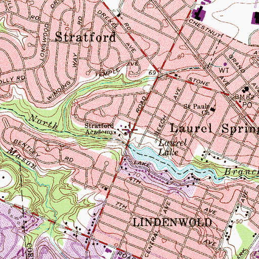 Topographic Map of Stratford Academy, NJ