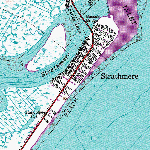 Topographic Map of Strathmere, NJ