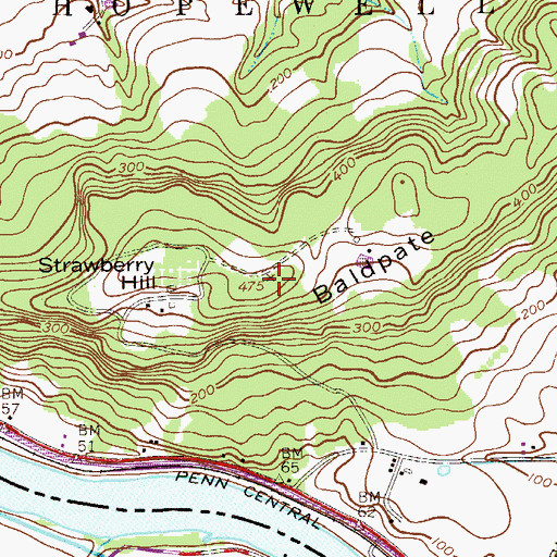 Topographic Map of Strawberry Hill, NJ