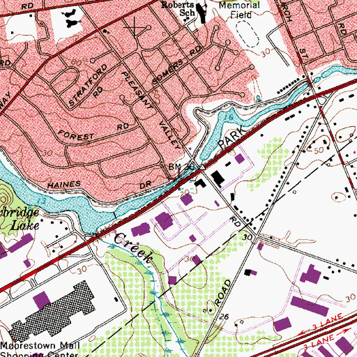 Topographic Map of Strawbridge Lake, NJ
