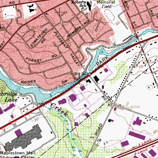 Topographic Map of Strawbridge Lake, NJ