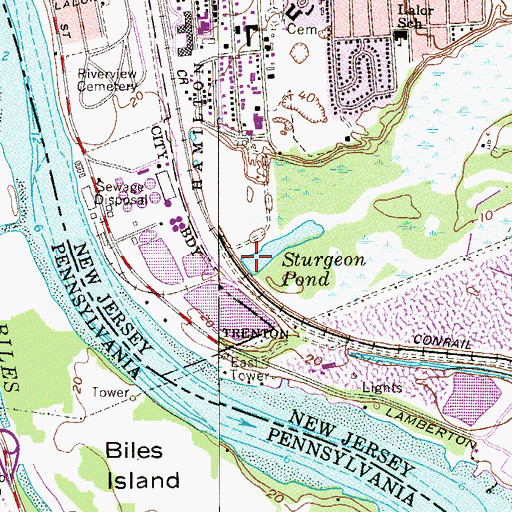 Topographic Map of Sturgeon Pond, NJ