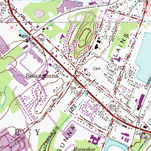 Topographic Map of Succasunna, NJ