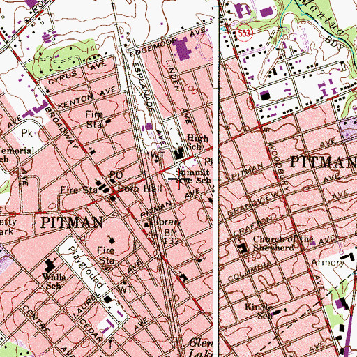 Topographic Map of Summit Avenue School, NJ