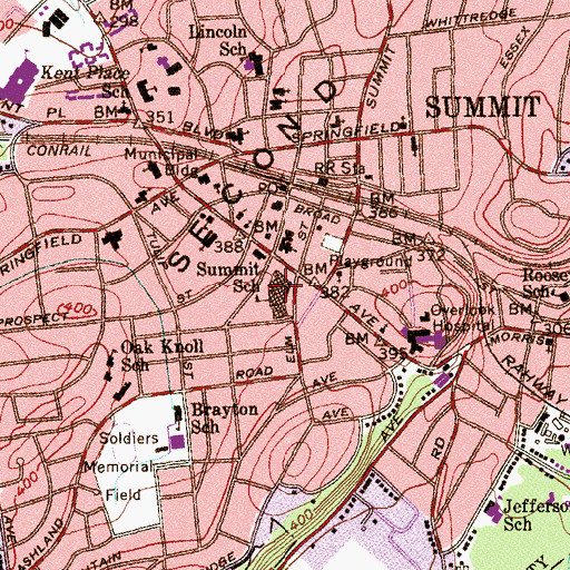Topographic Map of Lawton C Johnson Summit Middle School, NJ