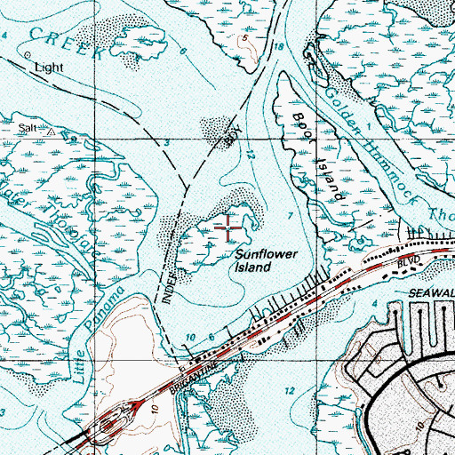 Topographic Map of Sunflower Island, NJ