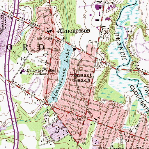 Topographic Map of Sunset Beach, NJ