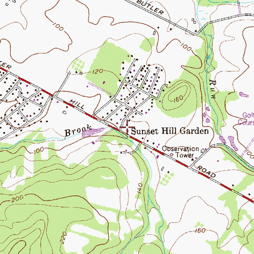 Topographic Map of Sunset Hill Garden, NJ