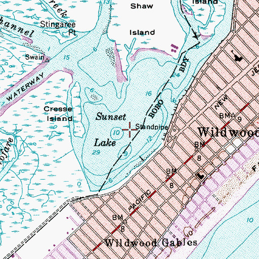 Topographic Map of Sunset Lake, NJ