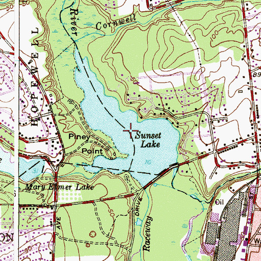 Topographic Map of Sunset Lake, NJ