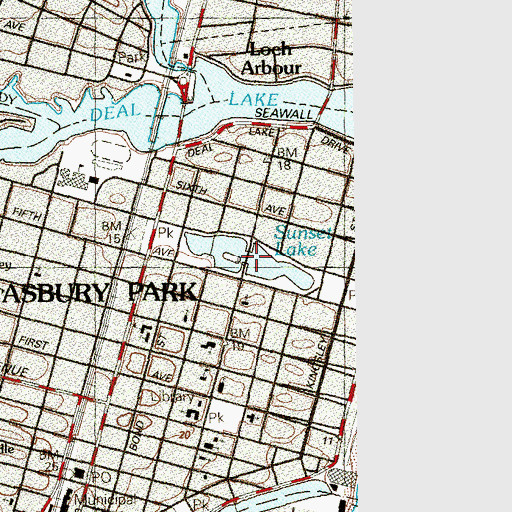 Topographic Map of Sunset Lake, NJ