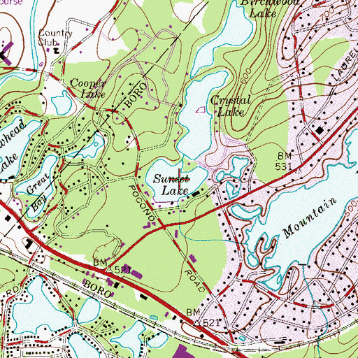 Topographic Map of Sunset Lake, NJ
