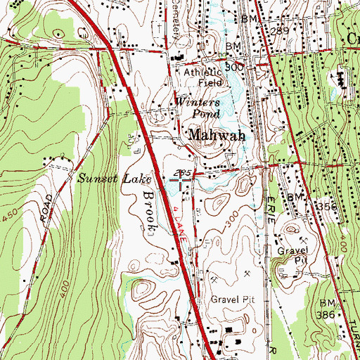 Topographic Map of Sunset Lake, NJ