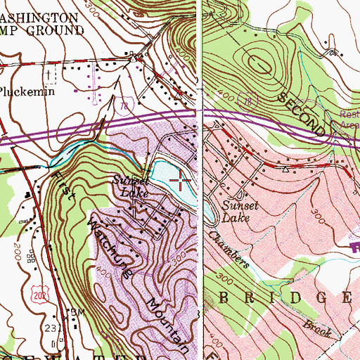 Topographic Map of Sunset Lake, NJ
