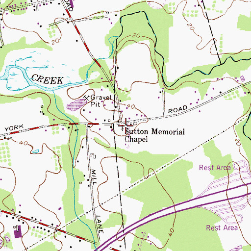 Topographic Map of Sutton Memorial Chapel, NJ